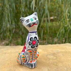 Vibrant Hand-Painted Cat Figurine